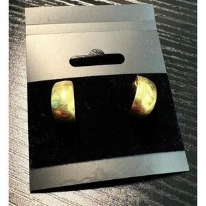 Vintage Gold Tone Half Hoop Earrings Studs Minimalist 90s